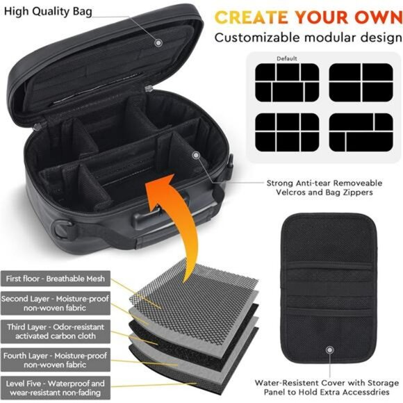 Large lockable storage case with grinder jar metal box travel safe organizer bag - Picture 5 of 8